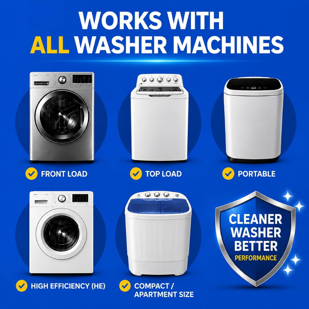 Washing Machine Cleaner Tablets, 24 Pack, 1 Year Supply - Descaler & Deodorizer for HE, Front Load & Top Load