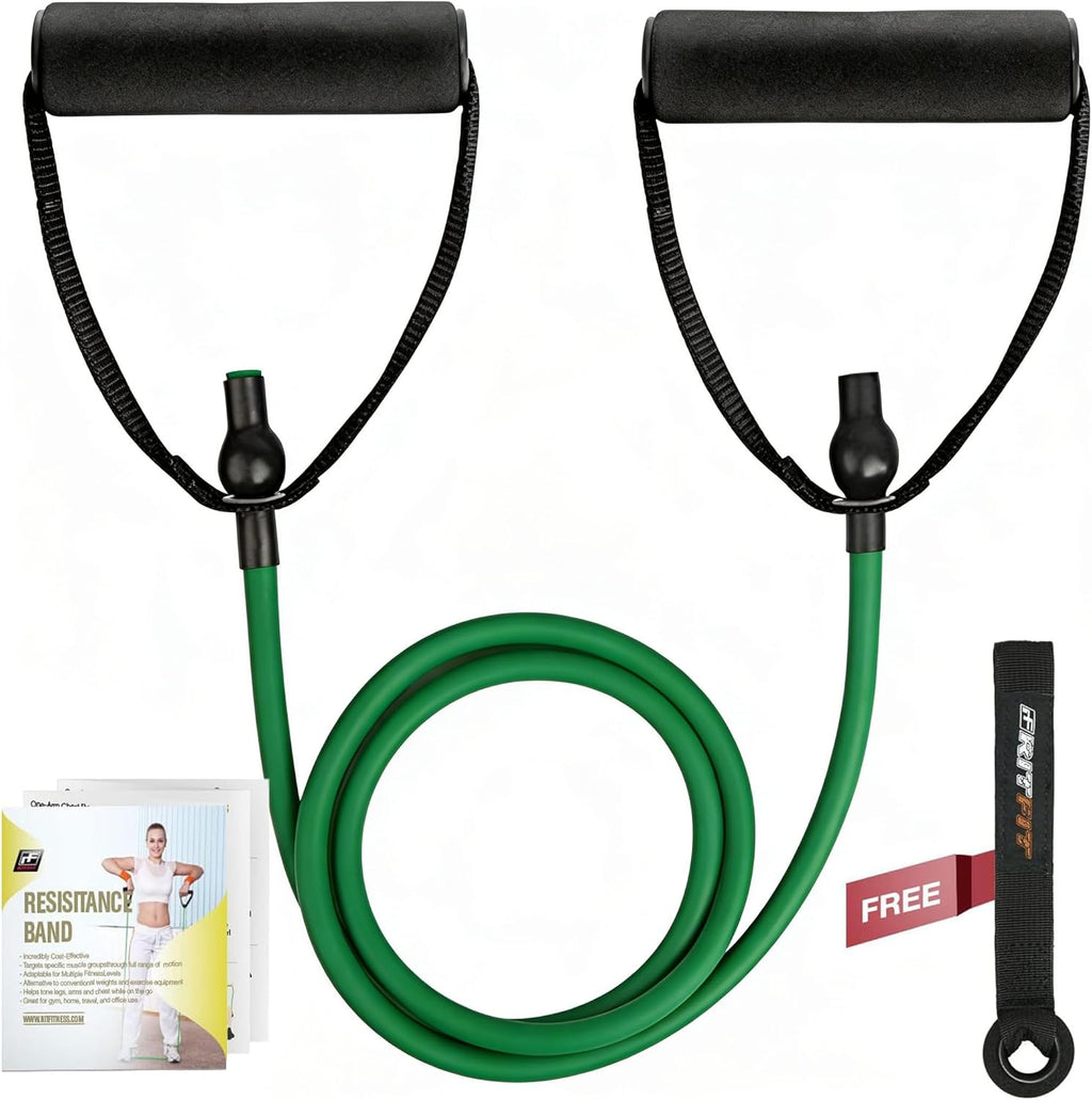 Single Resistance Exercise Band with Comfortable Handles - Ideal for Physical Therapy, Strength Training, Muscle