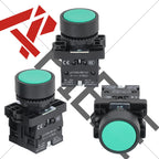 APIELE 2PCS 22MM Momentary Push Button Switch Red Green 10A 600V Plastic Material (1NO+1NC)