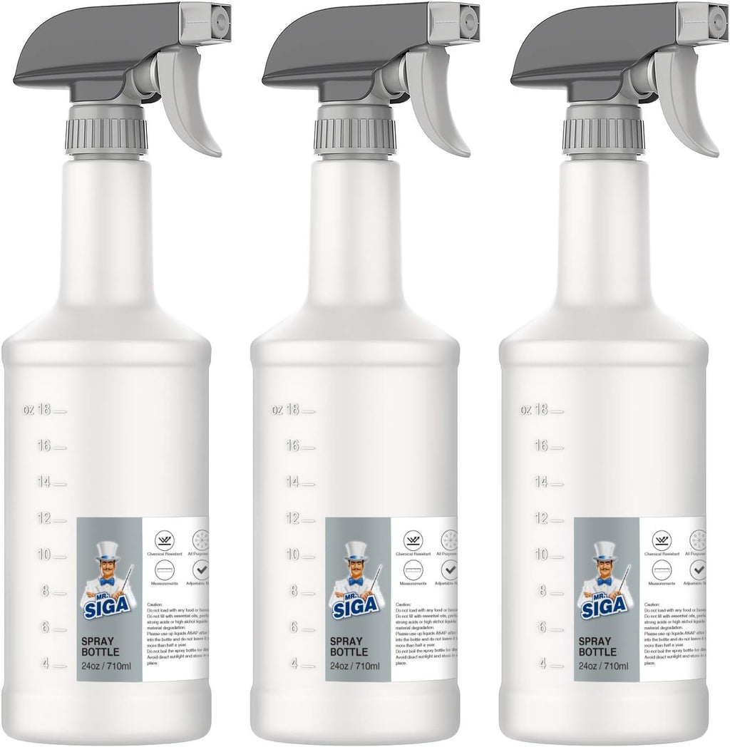 24 oz Empty Plastic Spray Bottles for Cleaning Solutions, Heavy Duty Household Reusable Spray Bottles with