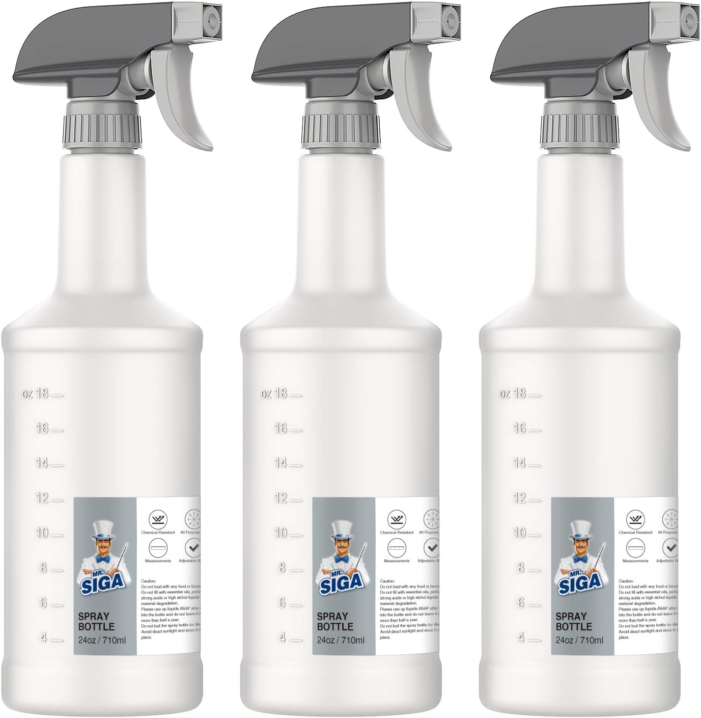 24 oz Empty Plastic Spray Bottles for Cleaning Solutions, Heavy Duty Household Reusable Spray Bottles with