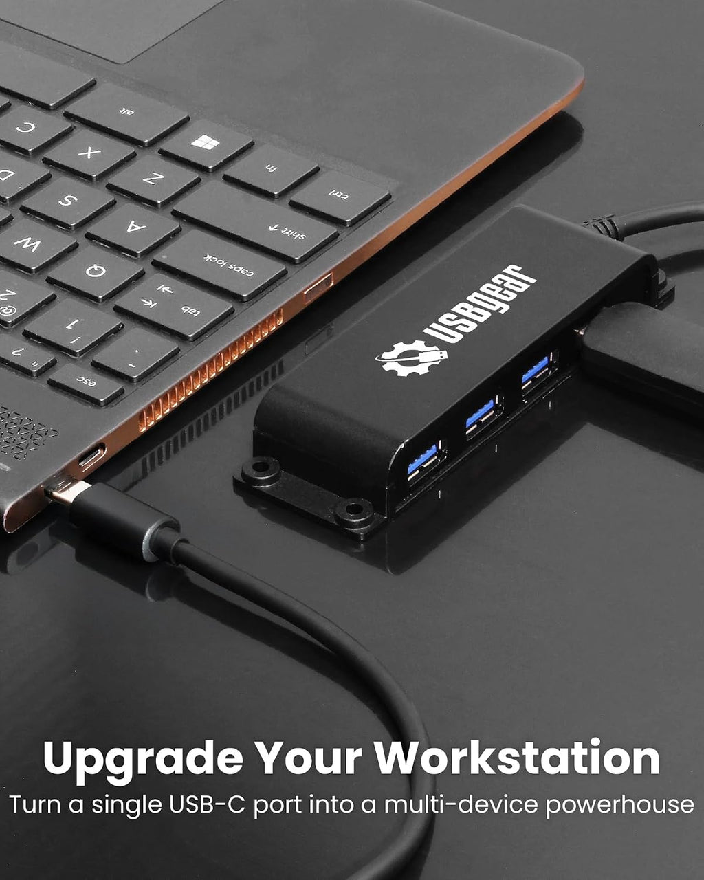 4-Port USB-C Portable Hub w/ 3.3ft Cable, 10Gbps Transfer for Laptops, Phones, Hard Drives & More