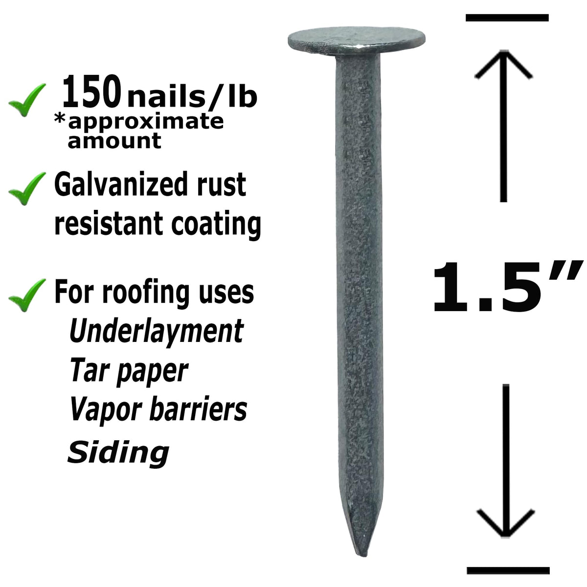 BRAUNY BOY 1.5" 4D Hot Dipped Galvanized Roofing Nails 1 lb