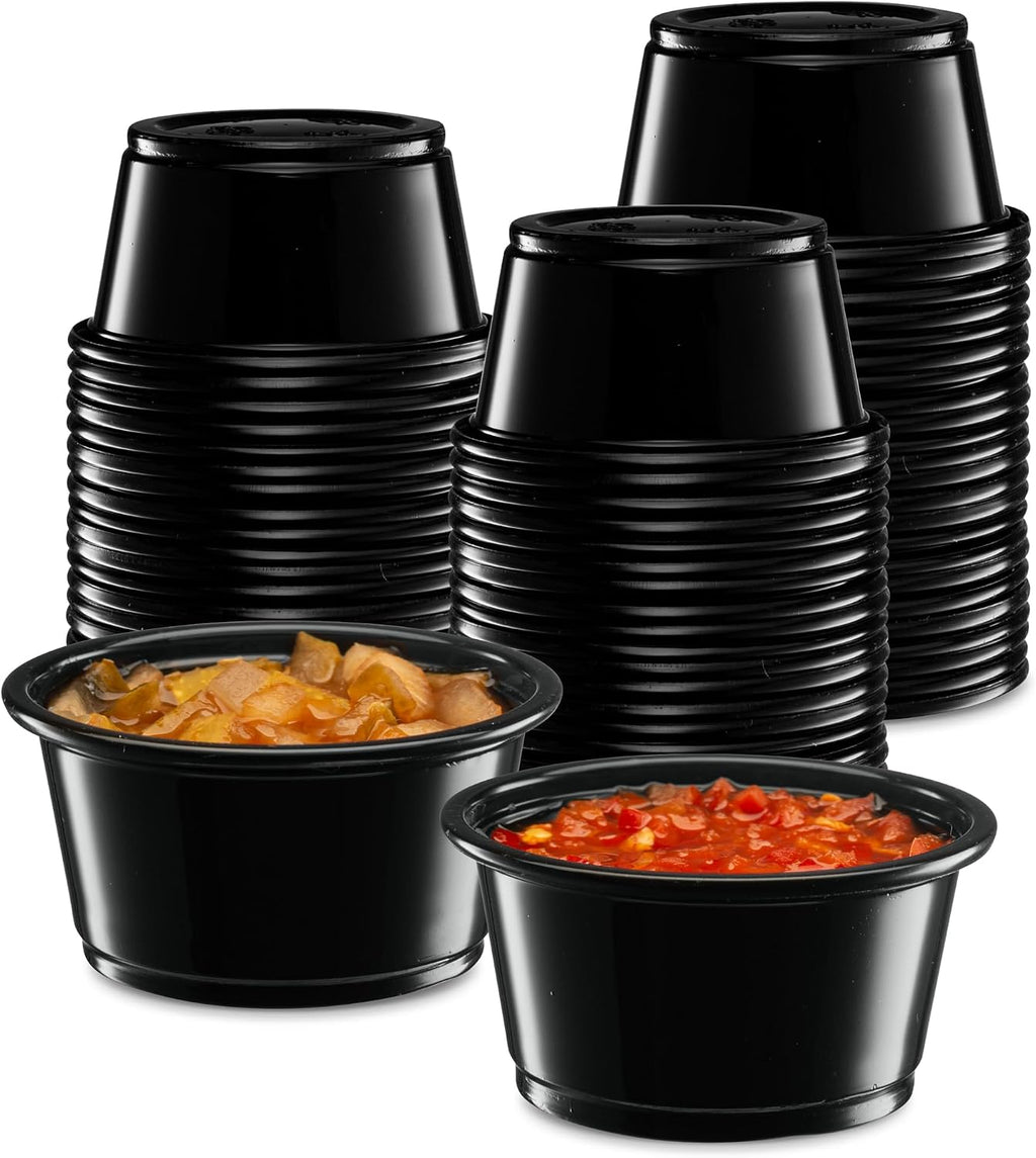 2 oz - 200 Cups Black Diposable Plastic Portion Cups