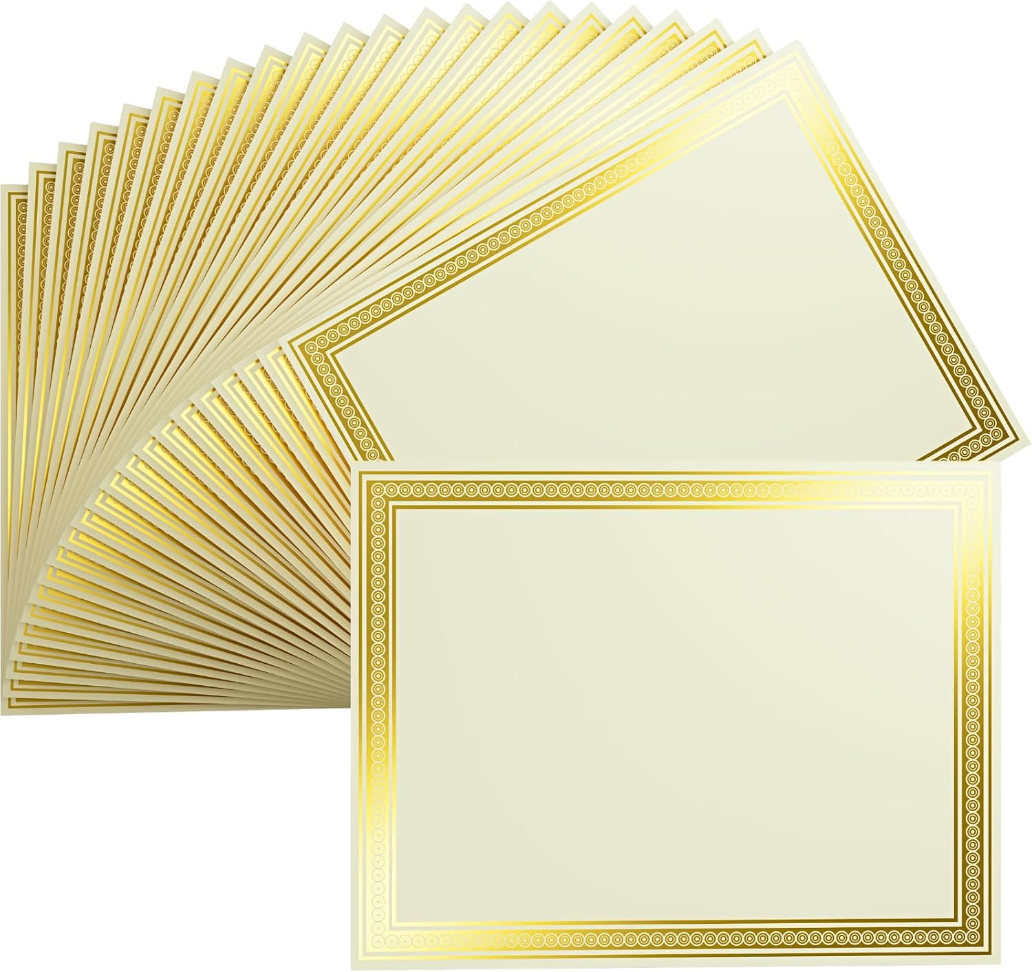 25 Count Certificate Paper 8.5 x 11 for Printing,Blank Gold Foil Border,Award Certificate Paper for