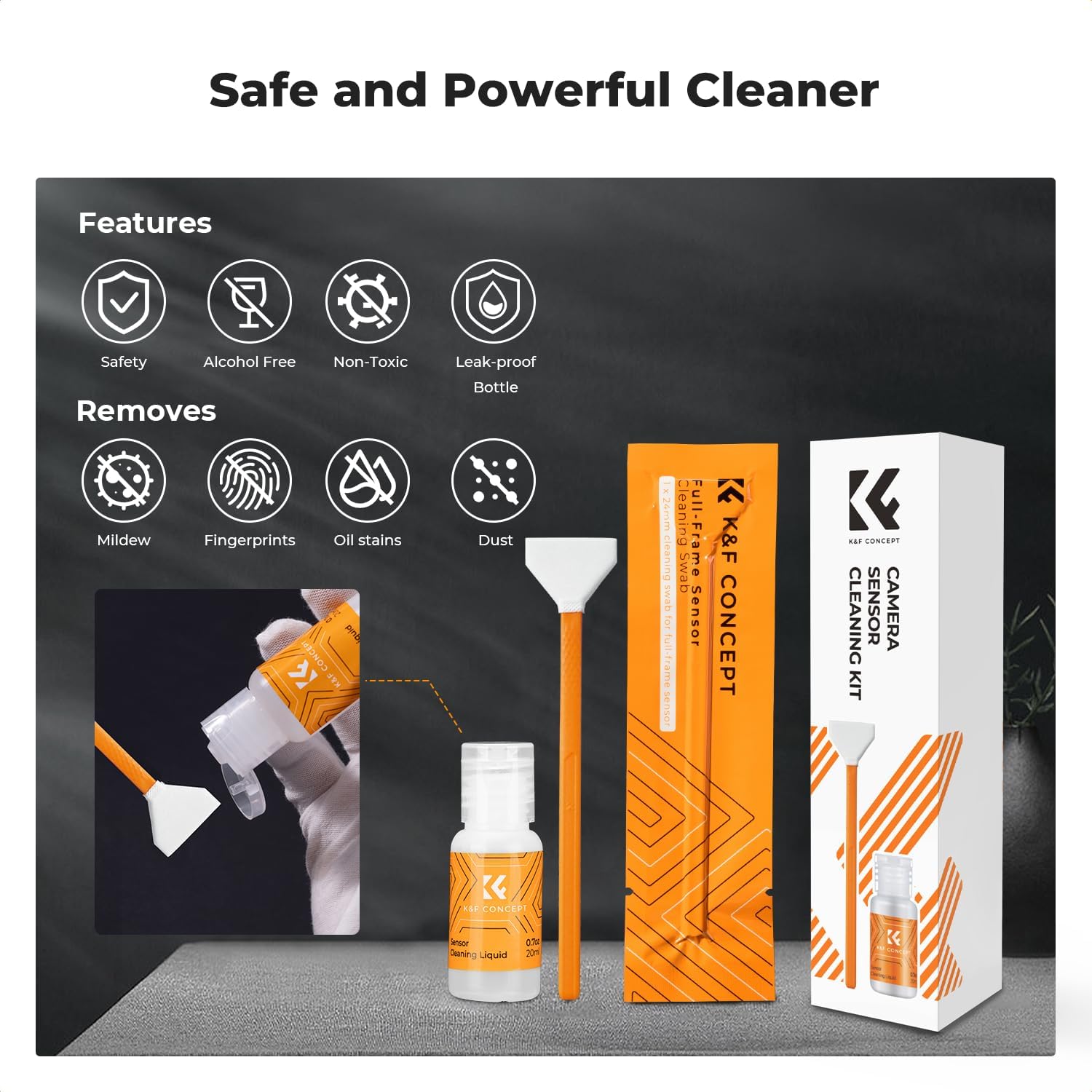 24mm Full Frame Sensor Cleaning Kits, with 20ml Sensor Cleaner | Sensor SwabsX6, Vacuum Sealed, Gentle Cleaner