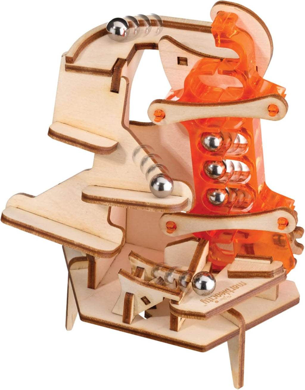 Marbleocity Triple Play 4-Bar Link — Build A Wood Marble Machine — Tinkineer STEM Kit — for Ages 9+