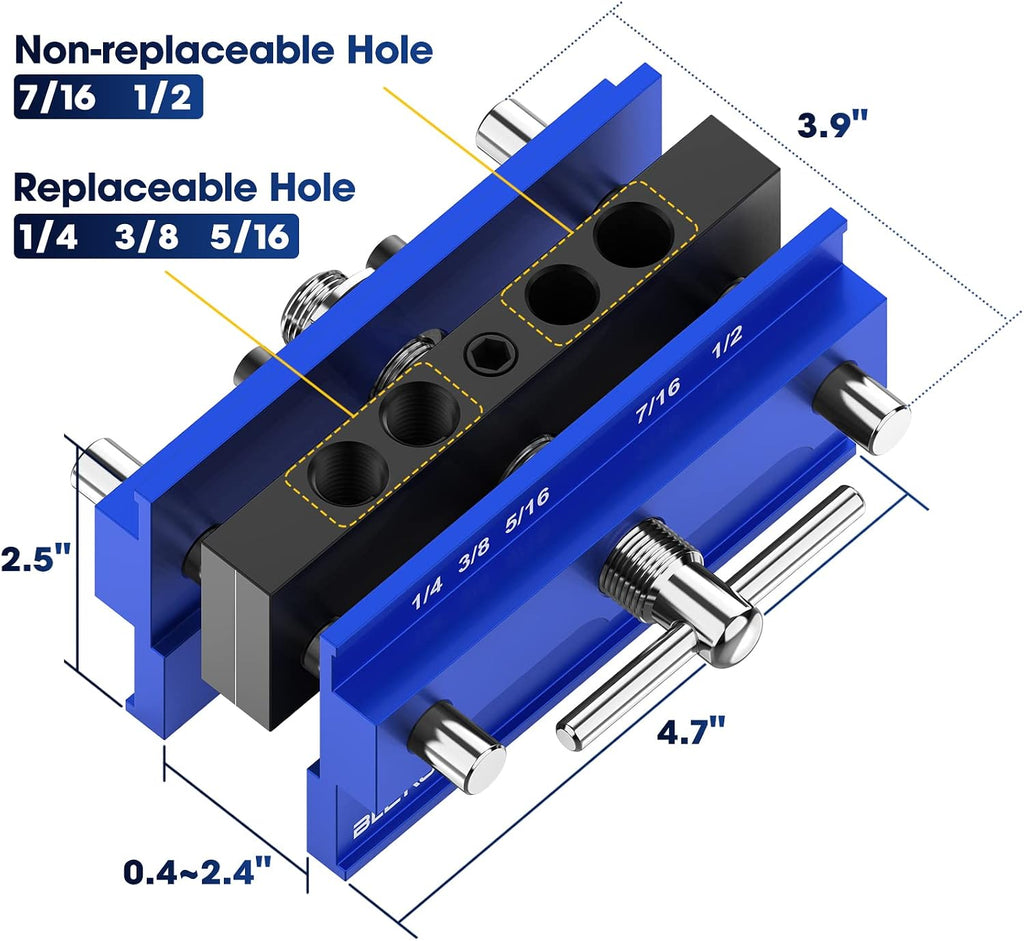 Self Centering Doweling Jig Kit, Drill Jig For Straight Holes Biscuit Joiner Set With 6 Drill Guide Bushings