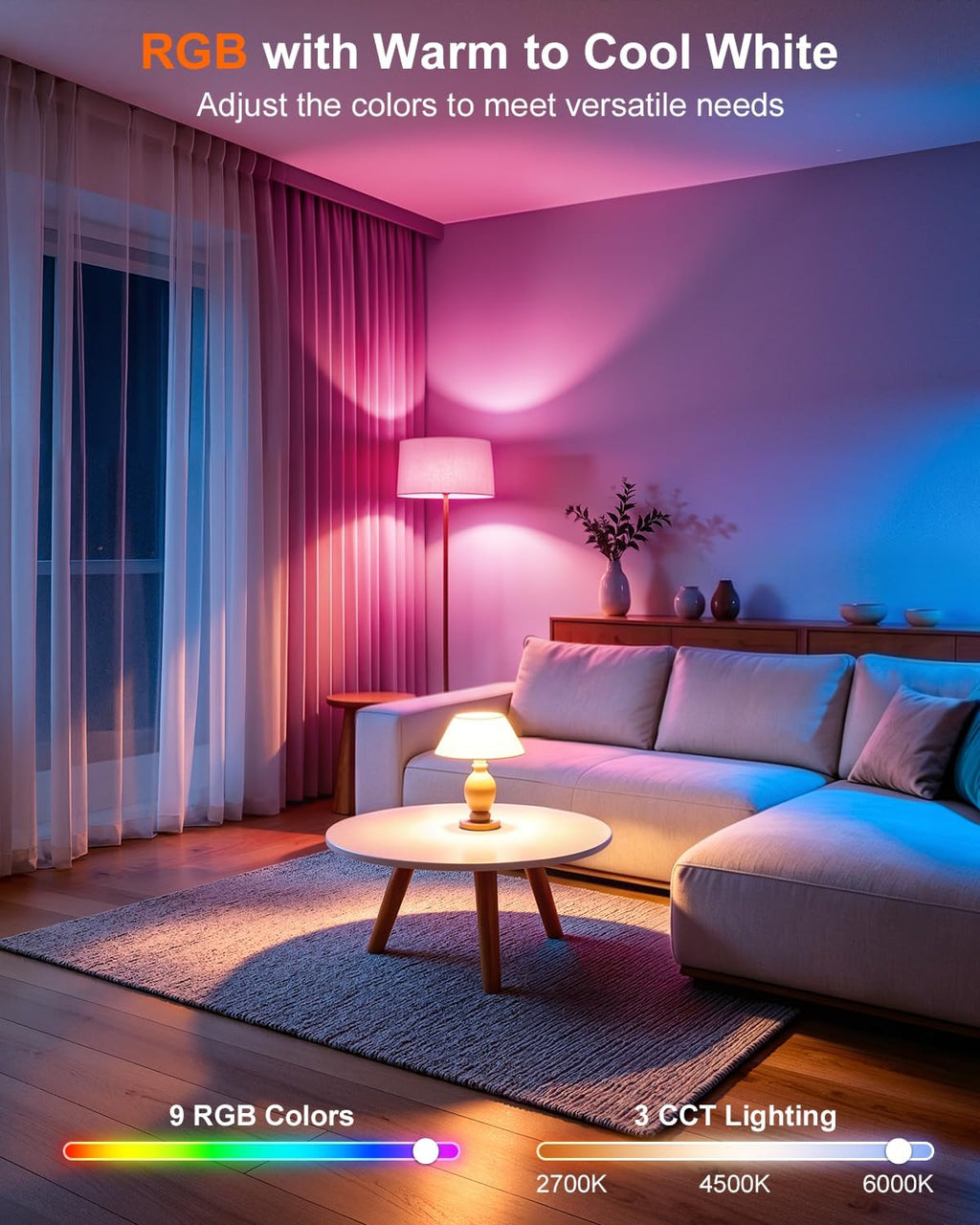 Color Changing Light Bulb, LED Light Bulbs 100 Watt Equivalent