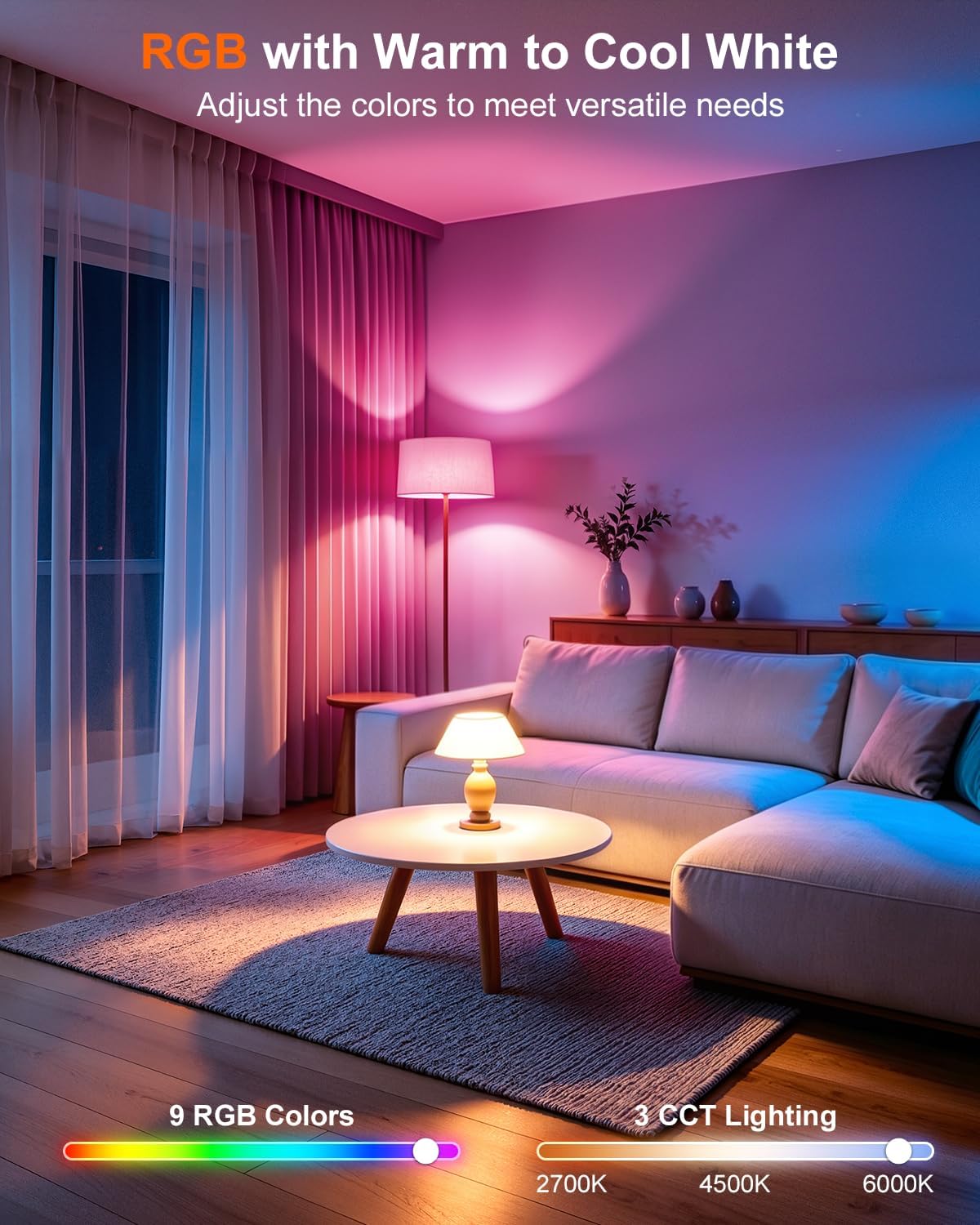 Color Changing Light Bulb, LED Light Bulbs 100 Watt Equivalent