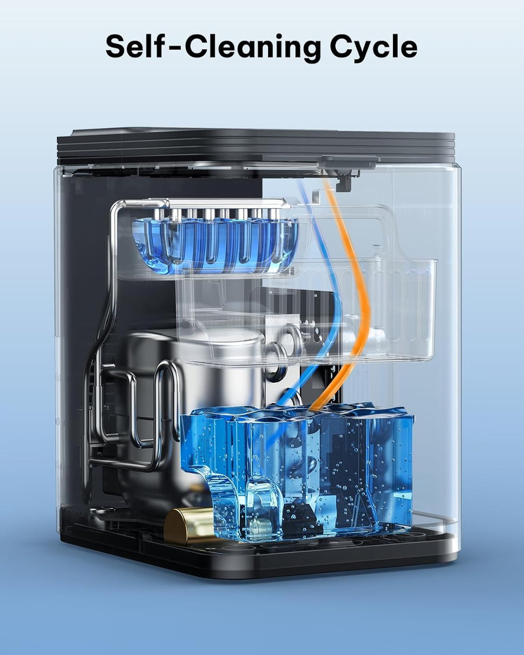 Ice Maker Countertop, 8 Cubes in 6 Mins, 26.5lbs/24H, Self-Cleaning