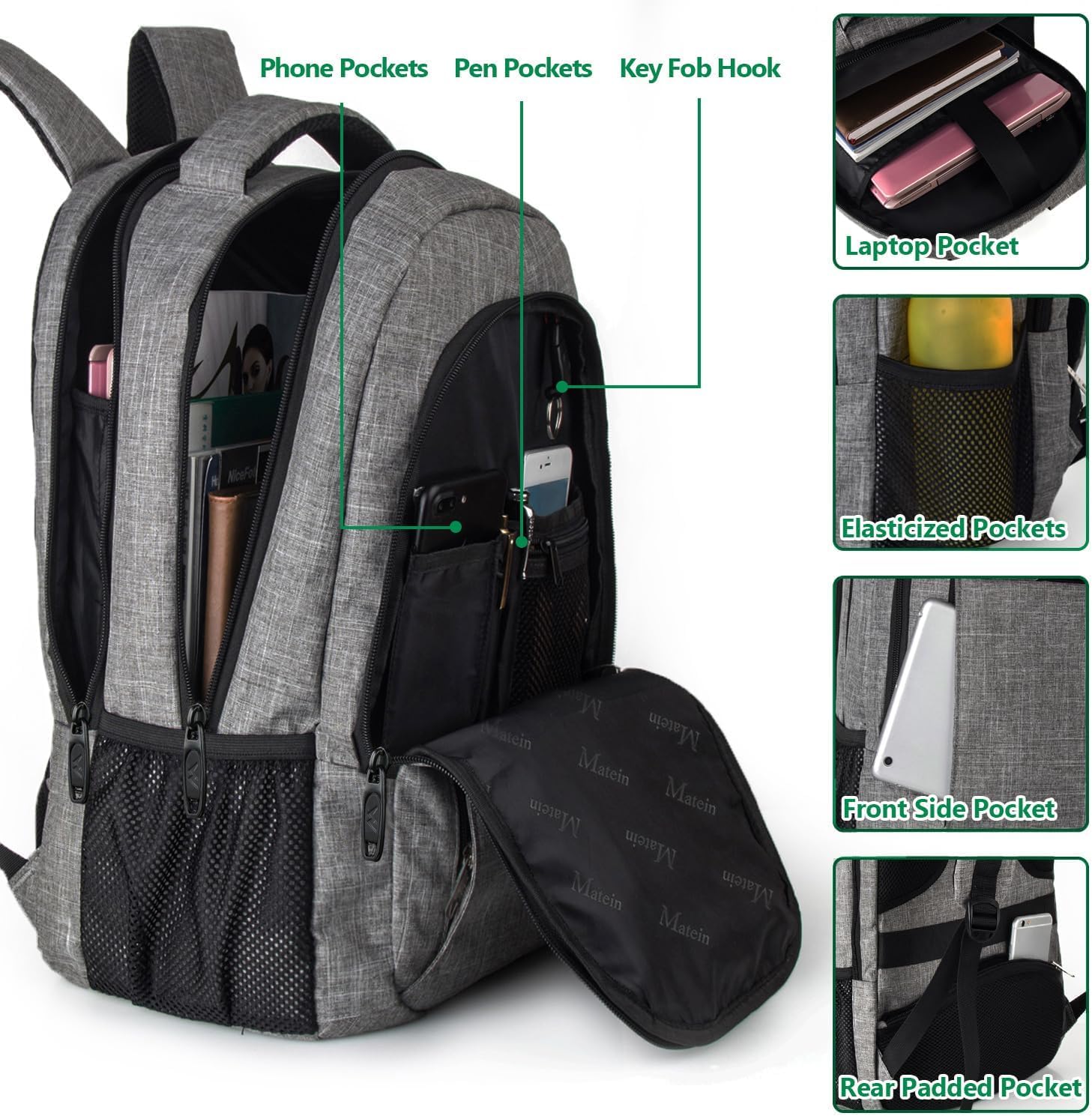 Travel Laptop Backpack, Business Anti Theft Slim Sturdy Laptops Backpack Personal Item Bag, Water Resistant College