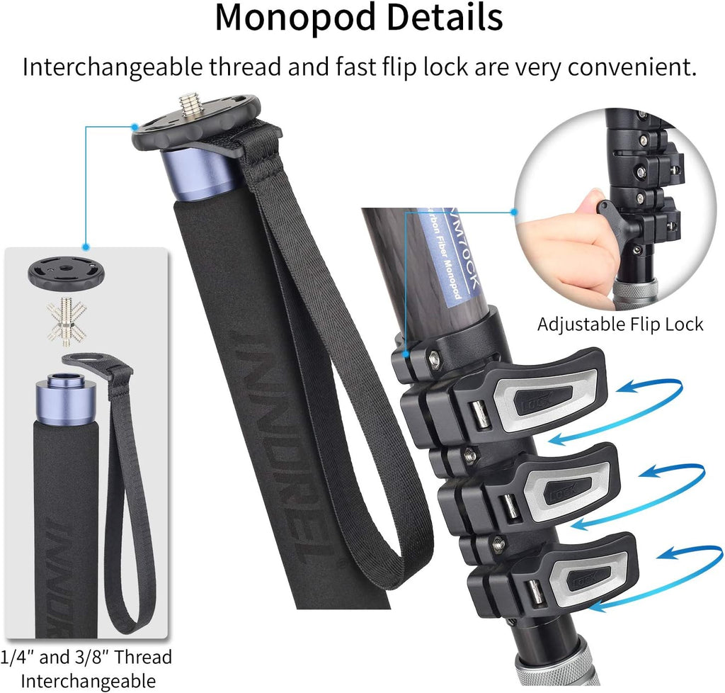 Carbon Fiber Video Monopod Kit-VM70CK Professional Hydraulic Fluid Head Monopod Removeable Multifunctional Travel