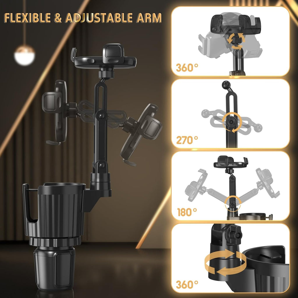 Phone Holders for Your Car, 2 in 1 Universal Cup Holder Expander Adjustable Base with Phone Mount, Long Arm with