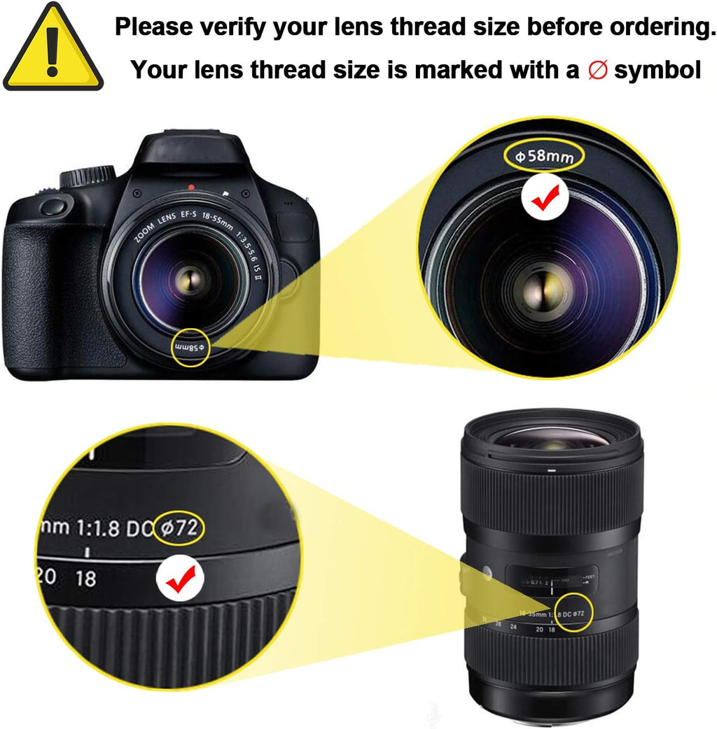 Camera Lens Hood, Collapsible Reversible Filter Thread Rubber Digital Lens Hood DSLR Lens Cap Shade