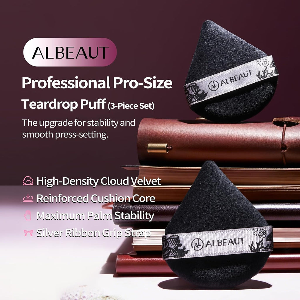Triangle Powder Puffs 3 Pcs, Velour Makeup Puffs for Foundation