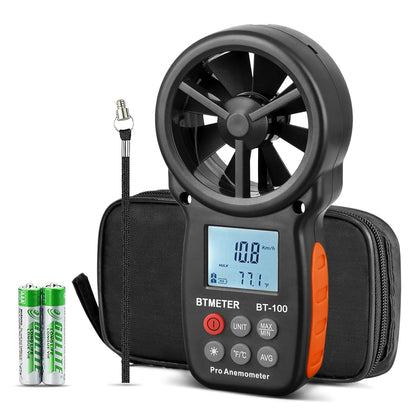 BT-100 Handheld Anemometer, Digital Wind Speed CFM Meter Gauge Air Flow Velocity Tester for HVAC Shooting Drone, Wind