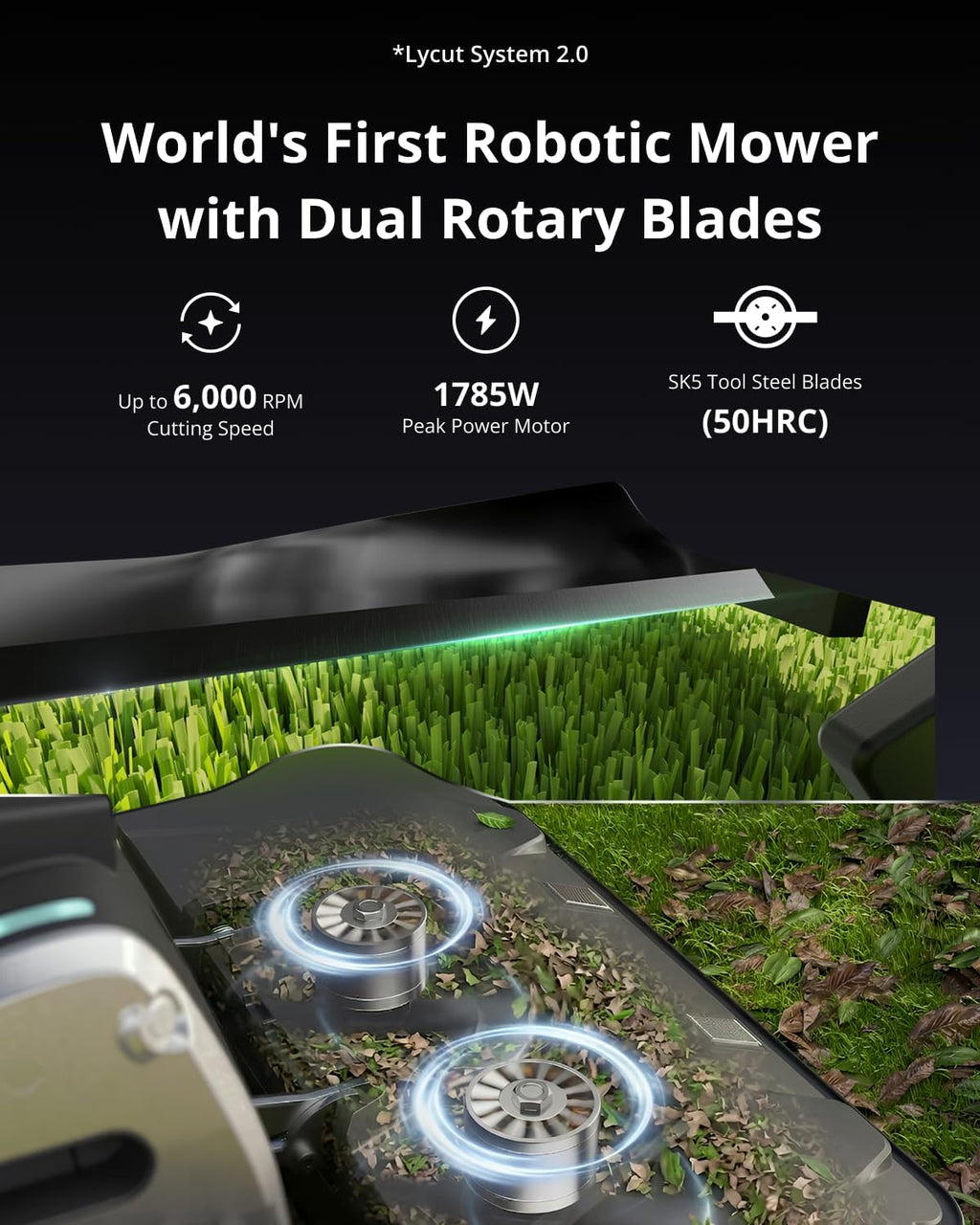 One Plus Robot Lawn Mower, Wire-Free RTK+Vision Navigation, 1.73 Acres Daily Coverage, 100% Slope (45°) Climbing