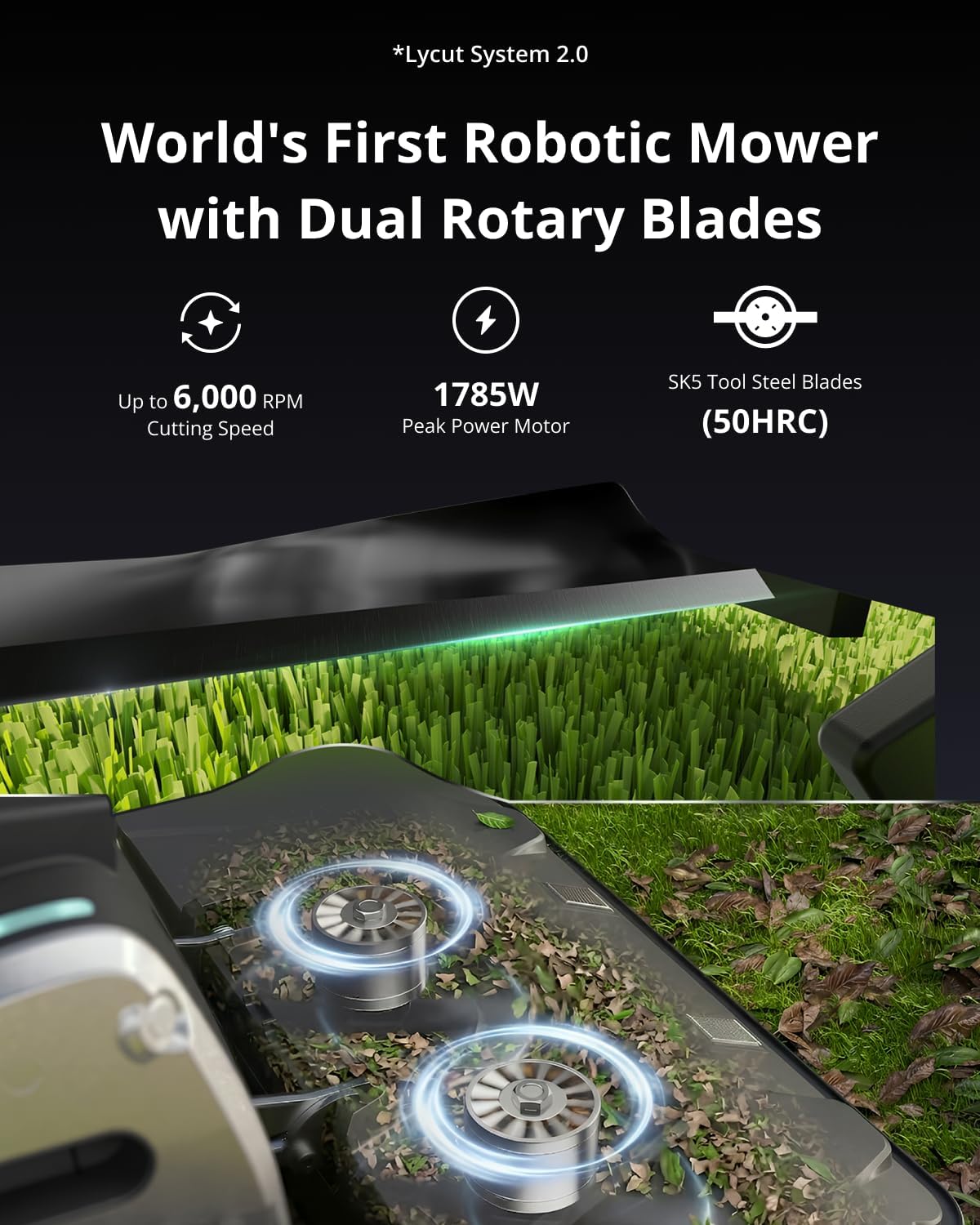 One Plus Robot Lawn Mower, Wire-Free RTK+Vision Navigation, 1.73 Acres Daily Coverage, 100% Slope (45°) Climbing