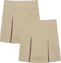 Girls' School Uniform Pull-on Pleated Scooter Skort, 2-Pack