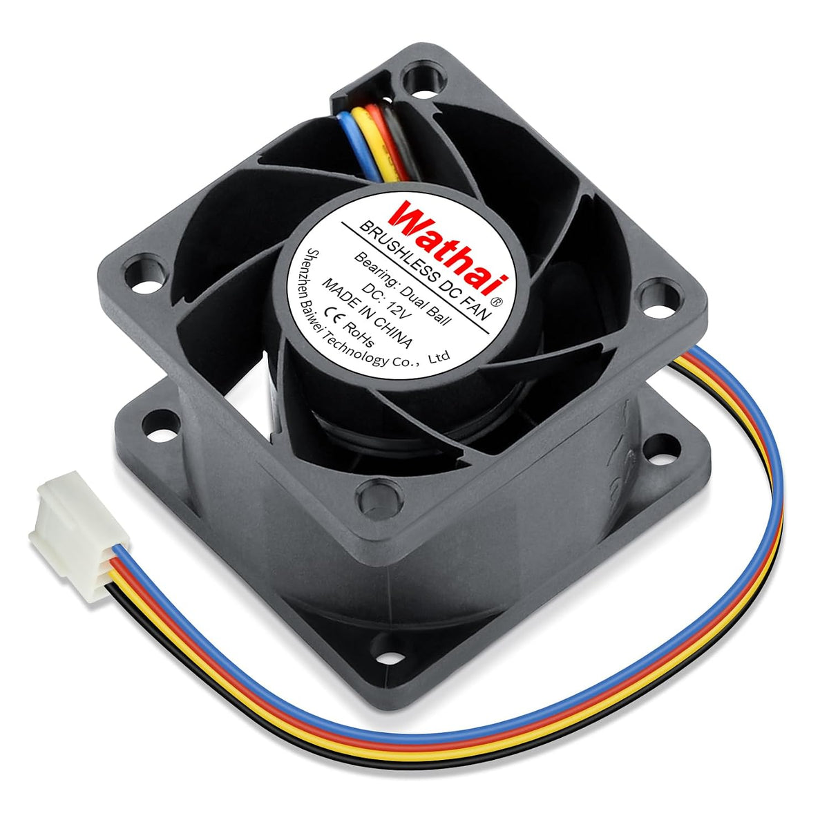Wathai 40mm PWM Server Fan 12V 4 Pin CPU Static Pressure Fan Dual Ball