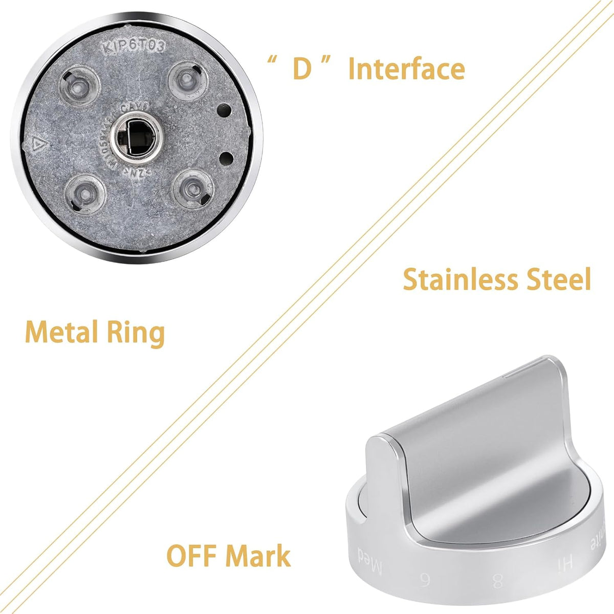 Gas Stove Knobs for Whirl-Pool Model WFG540H0ES1 WFG540H0ES0 WFG715H0ES0 WFG715H0ES1 WFG540H0AS1 Oven Knobs Replacements.(5 Pcs)