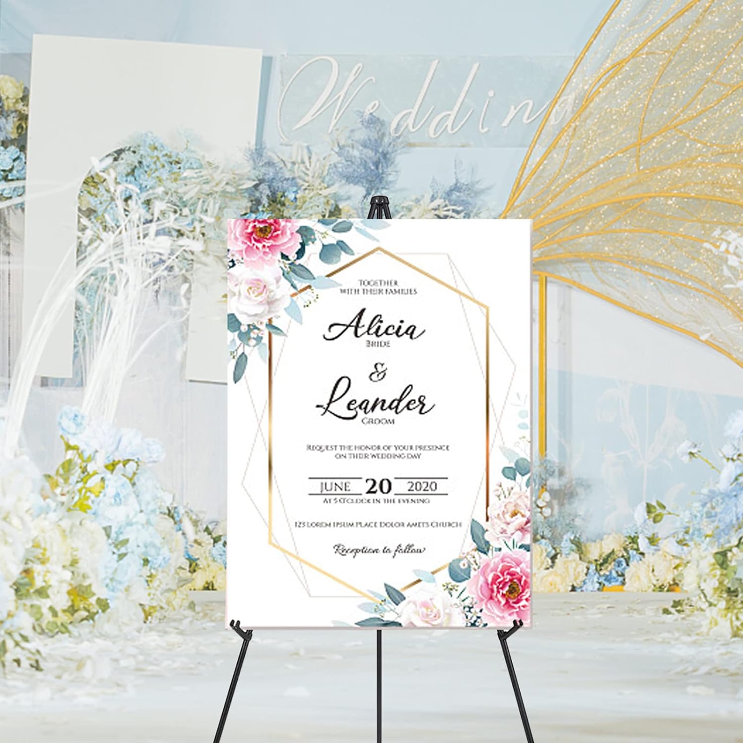 63'' Easel Stand for Wedding Sign & Poster, Adjustable Easels for Display | Portable Welcome Sign Stand,Poster Stand