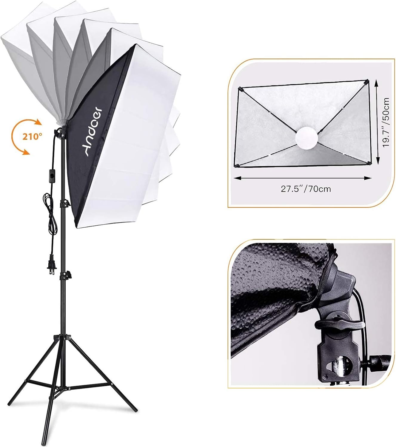 Softbox Photography Lighting Kit Professional Studio Equipment with 20"x28" Softbox, 2800-5700K 85W Bi-Color