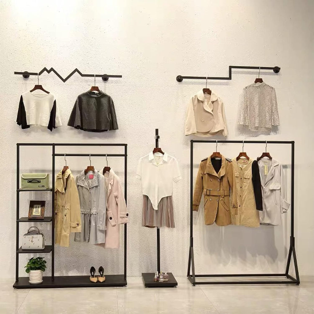 Modern Simple Heavy Duty Metal Rolling Garment Rack with Wheels,Retail Display Clothing Rack, Single Rod