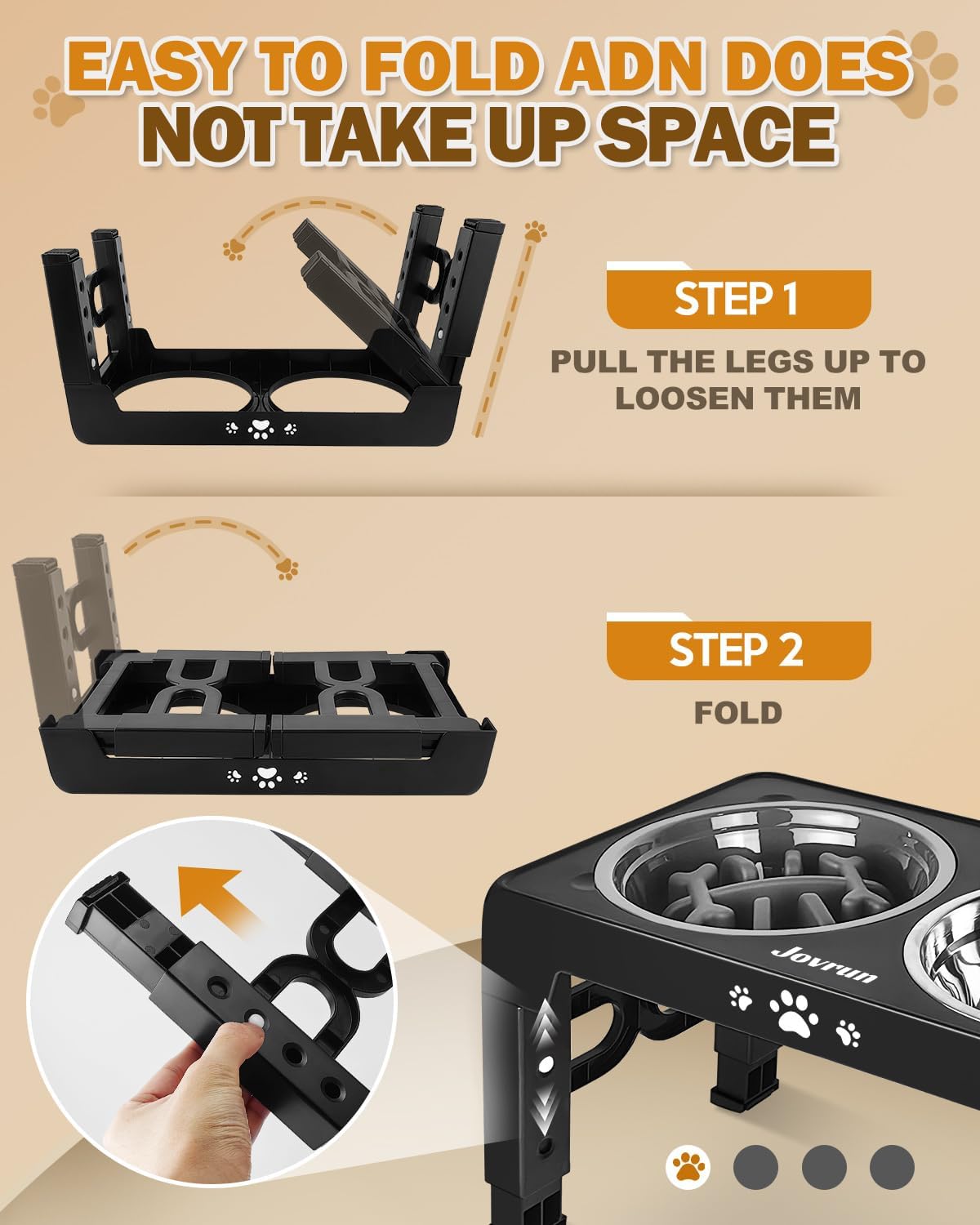 Elevated Dog Bowls for Medium Large Size Dogs, Non-Slip Dog Feeder with 1*Stainless Steel Dishes & 1*Slow Feeder