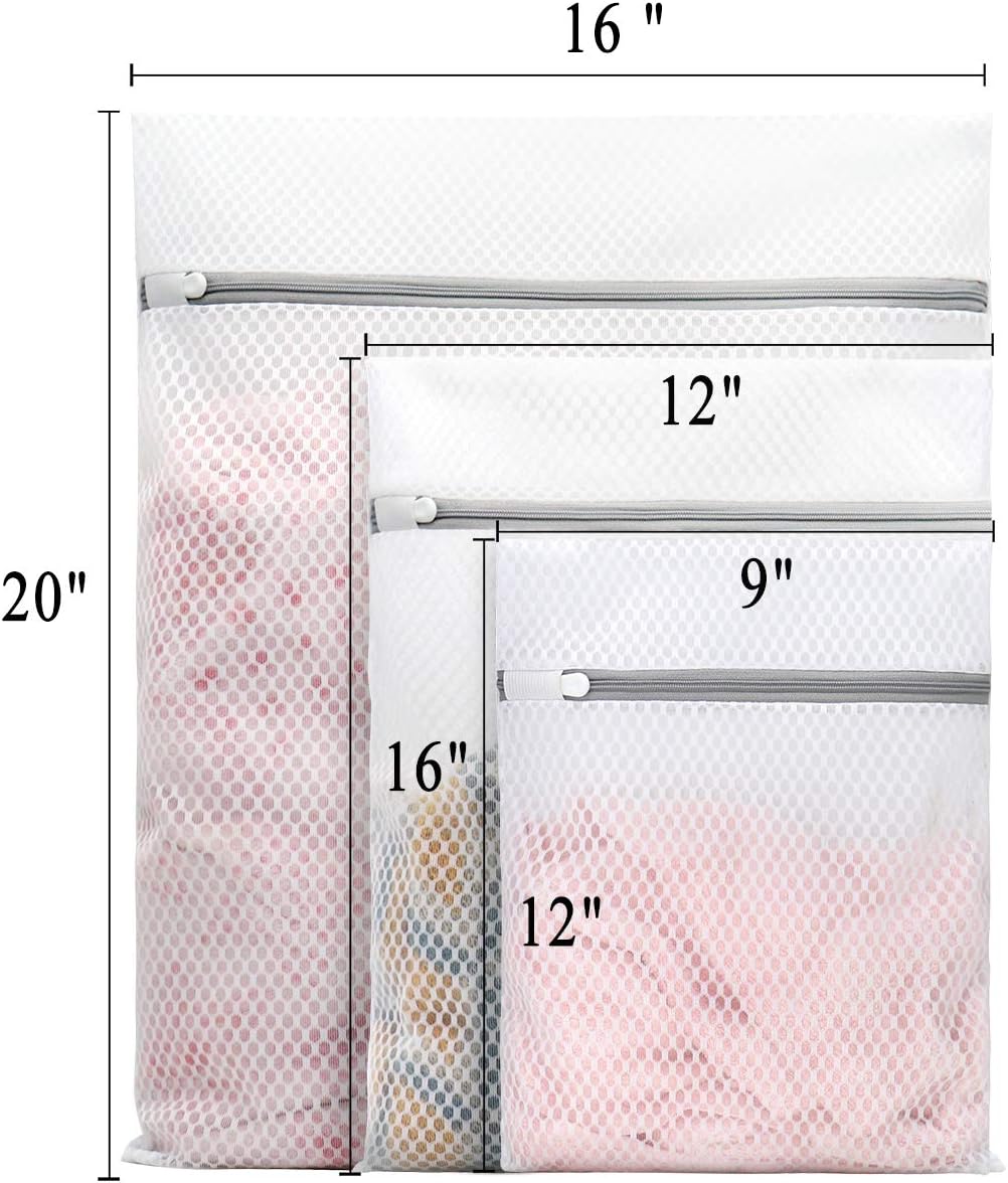 3Pcs Durable Honeycomb Mesh Laundry Bags for Delicates | (1Large, 1Medium, 1Small)