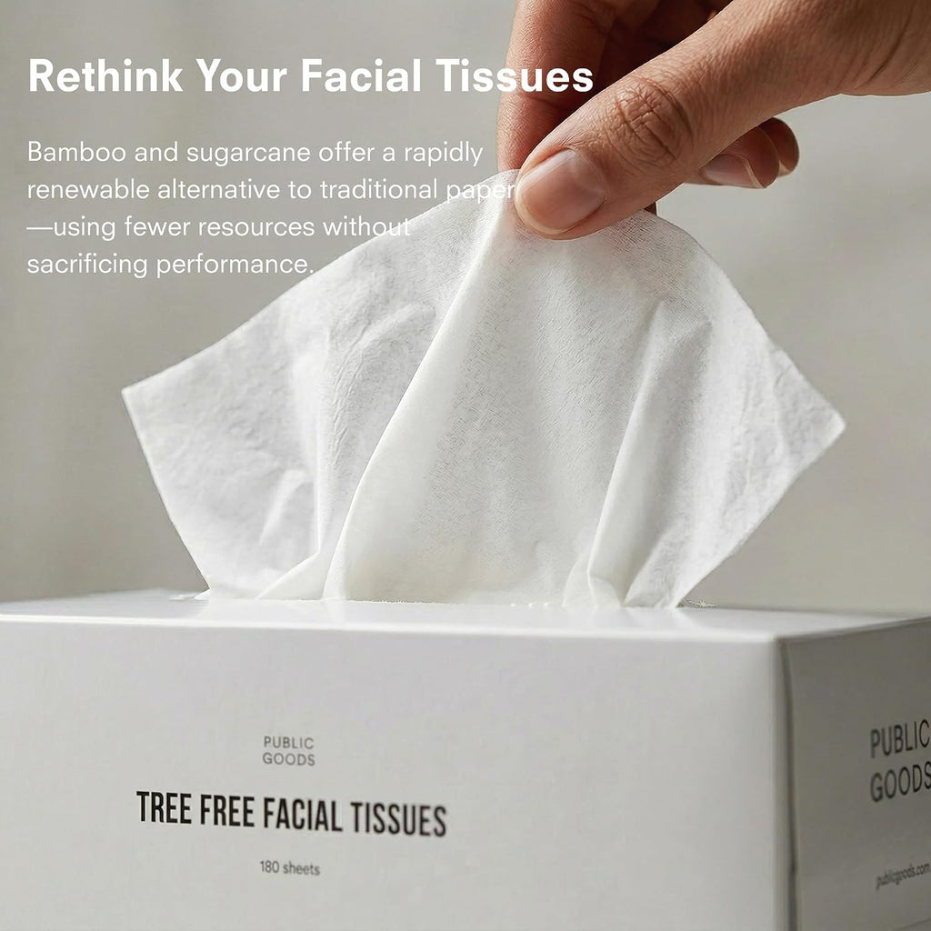 Tree-Free Tissues | Bamboo and Sugarcane Facial Tissues | Soft 2-Ply Sheets for Sensitive Skin | Biodegradable