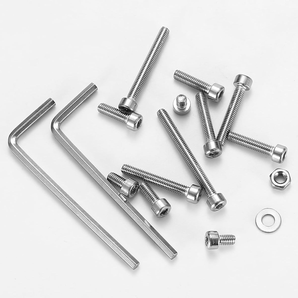1110Pcs M3 Silver Stainless Steel Hex Socket Screws and Nuts Assortment Kit