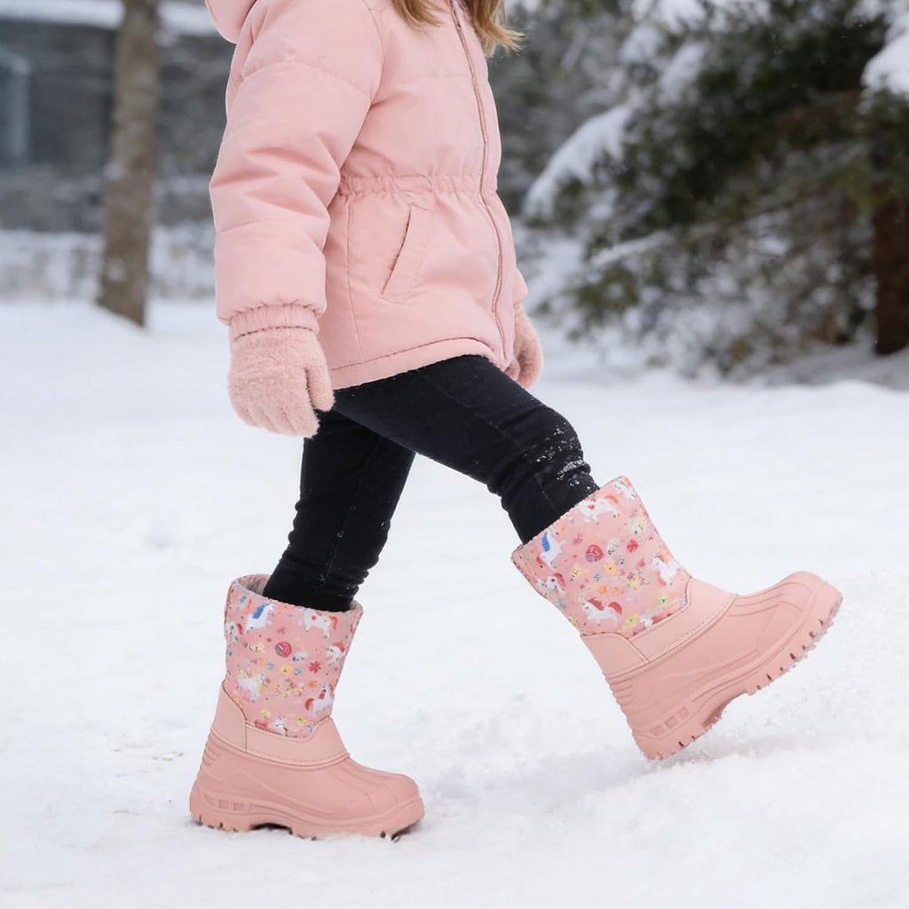 Boys Girls Snow Boots Winter Waterproof Resistant Cold Weather Outdoor Shoes (Toddler/Little Kid)