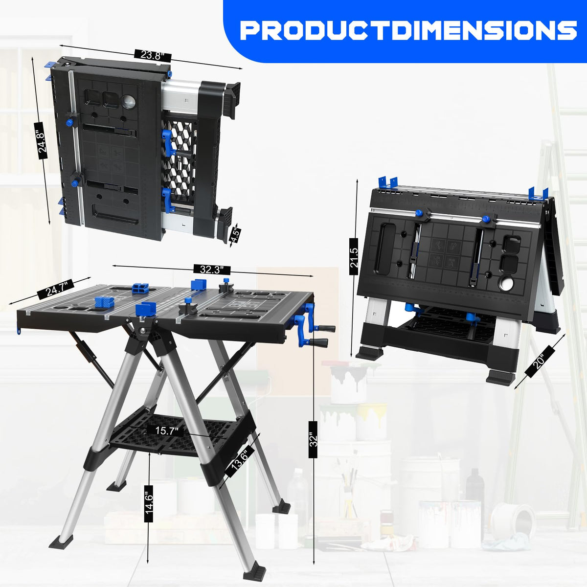 Portable 2-in-1 Folding Workbench