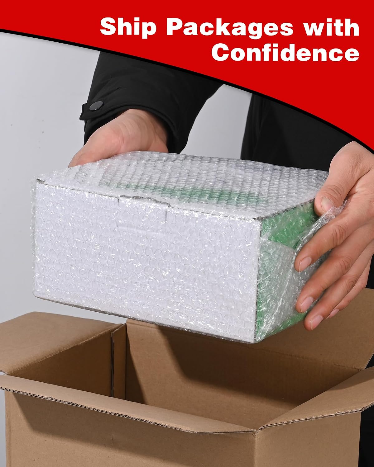 2-Pack Bubble Cushioning Wrap Rolls, 3/16" x 8" x 72' ft Total [2 Rolls of 36 Feet], Perforated 12" 20 Fragile