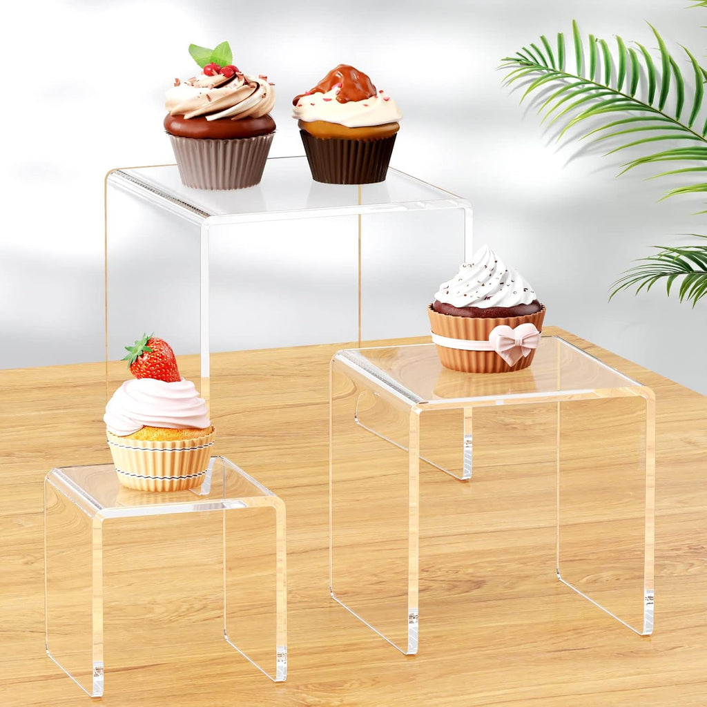 Acrylic Risers Display Stand 2 Set, Clear Display Risers Shelf,5x6x7 | Acrylic Risers Stand Shelves for Funko Pop
