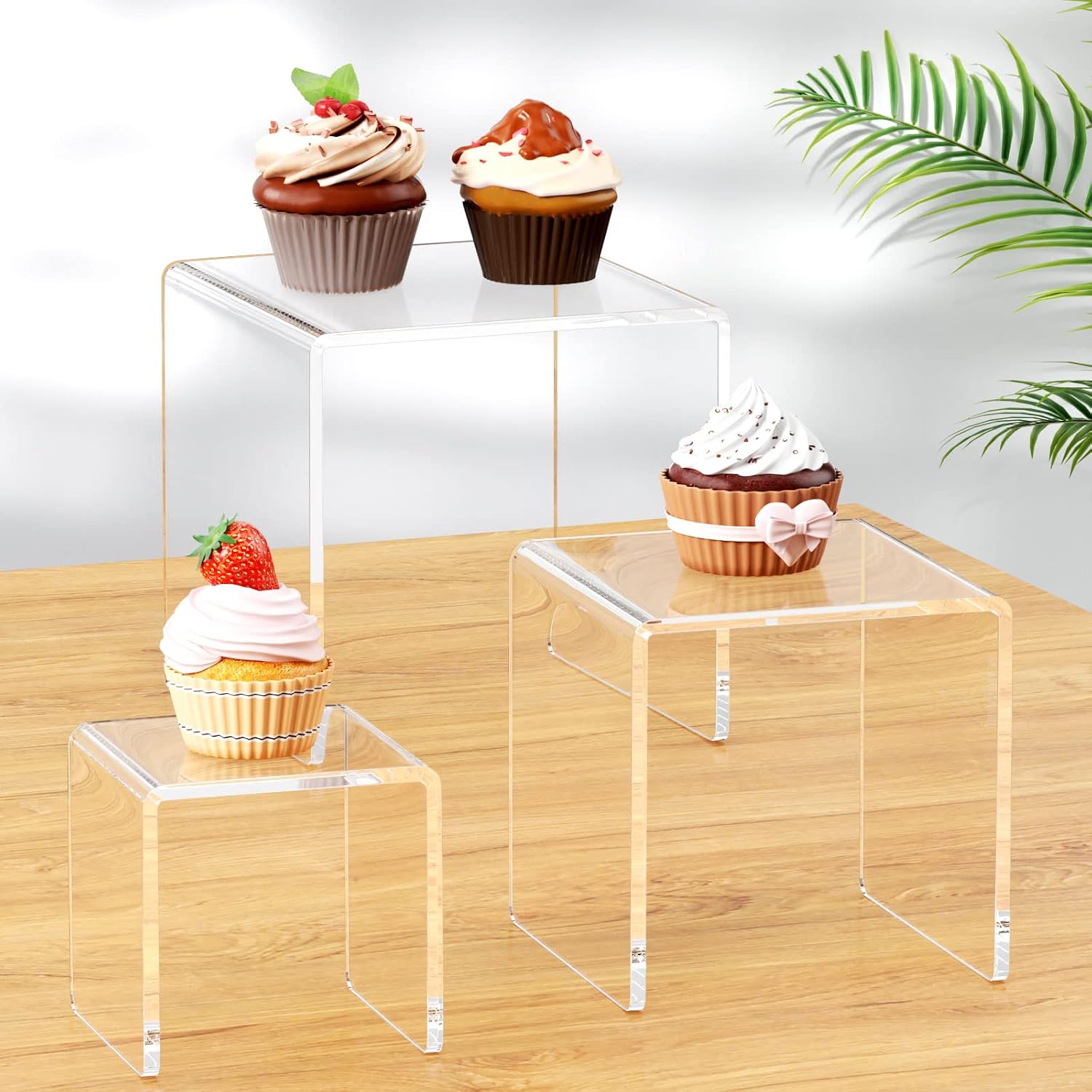 Acrylic Risers Display Stand 2 Set, Clear Display Risers Shelf,5x6x7 | Acrylic Risers Stand Shelves for Funko Pop