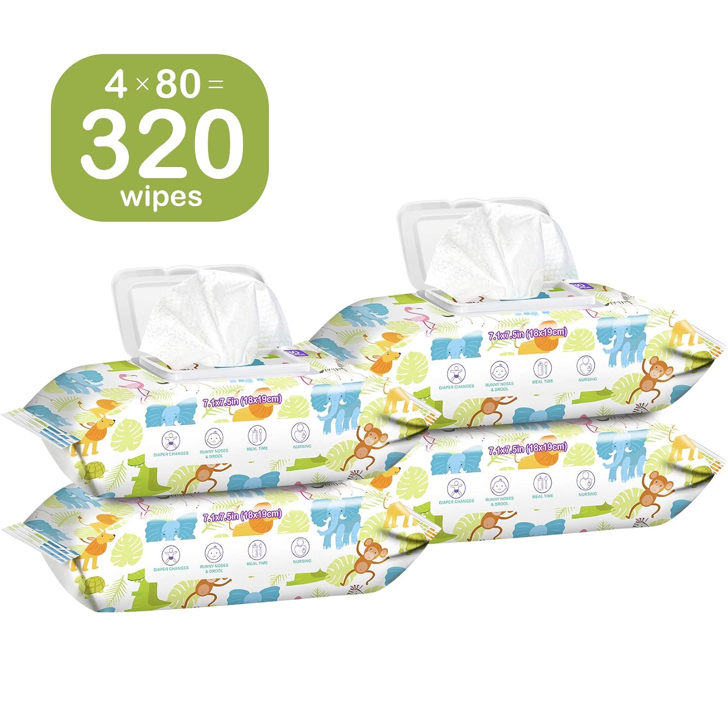 Baby Wet Wipes Unscented - Extra Large Size, Durable, 99% Water-Based & Gentle on Sensitive Skin for Face & Body,320