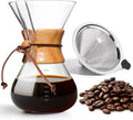 Pour Over Coffee Maker 27 OZ, 8 Cup Borosilicate Glass Drip Coffee Maker with Reusable Stainless Steel Filter and