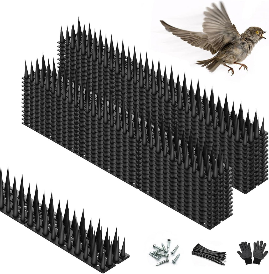 Bird Spikes, 24 Pack, 33.5 FT Total Coverage, Outdoor Bird Deterrent for Pigeons and Small Birds, Helps Keep Cats and