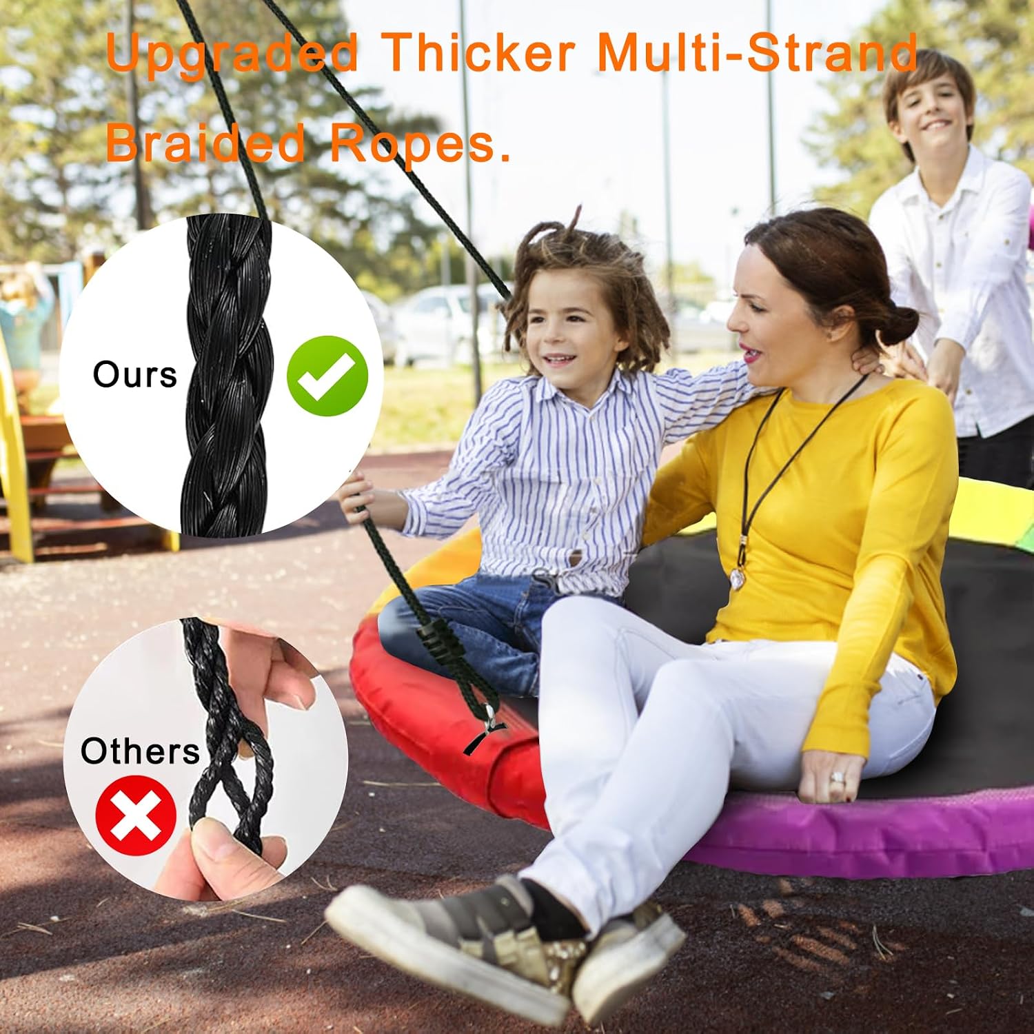40" Saucer Tree Swing for Kids - 500Lb Weight Capacity, Waterproof Platform Swing Seat with Adjustable Ropes for Kids