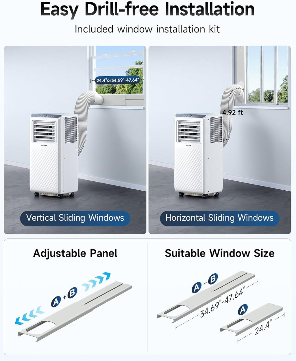 Portable Air Conditioner,10000 BTU up to 450 Sq.Ft 4-in-1 Smart Quiet WiFi | Floor Standing AC Unit for Bedroom
