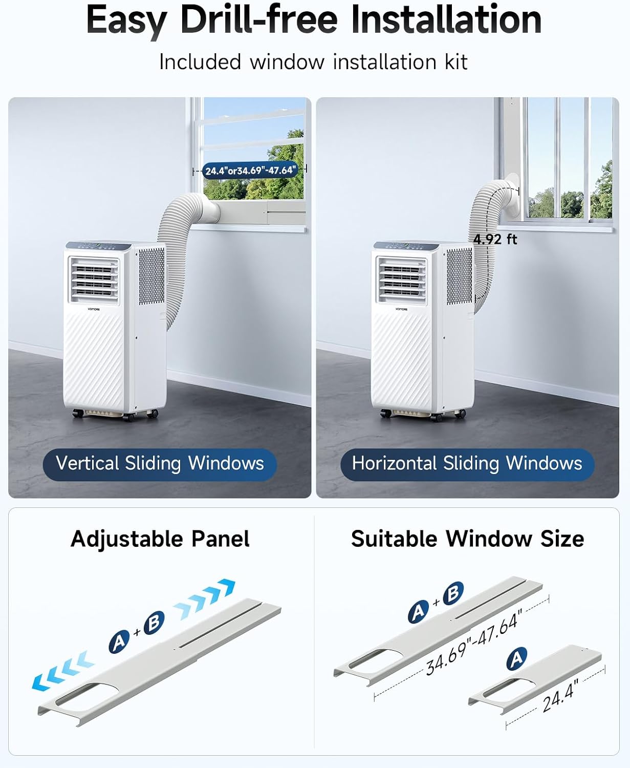Portable Air Conditioner,10000 BTU up to 450 Sq.Ft 4-in-1 Smart Quiet WiFi | Floor Standing AC Unit for Bedroom
