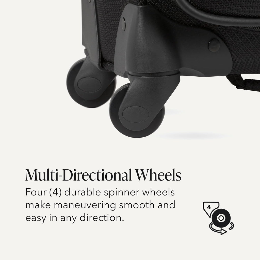 Sion Softside Expandable Spinner Luggage Durable Lightweight Travel Suitcase, Black, Carry-On