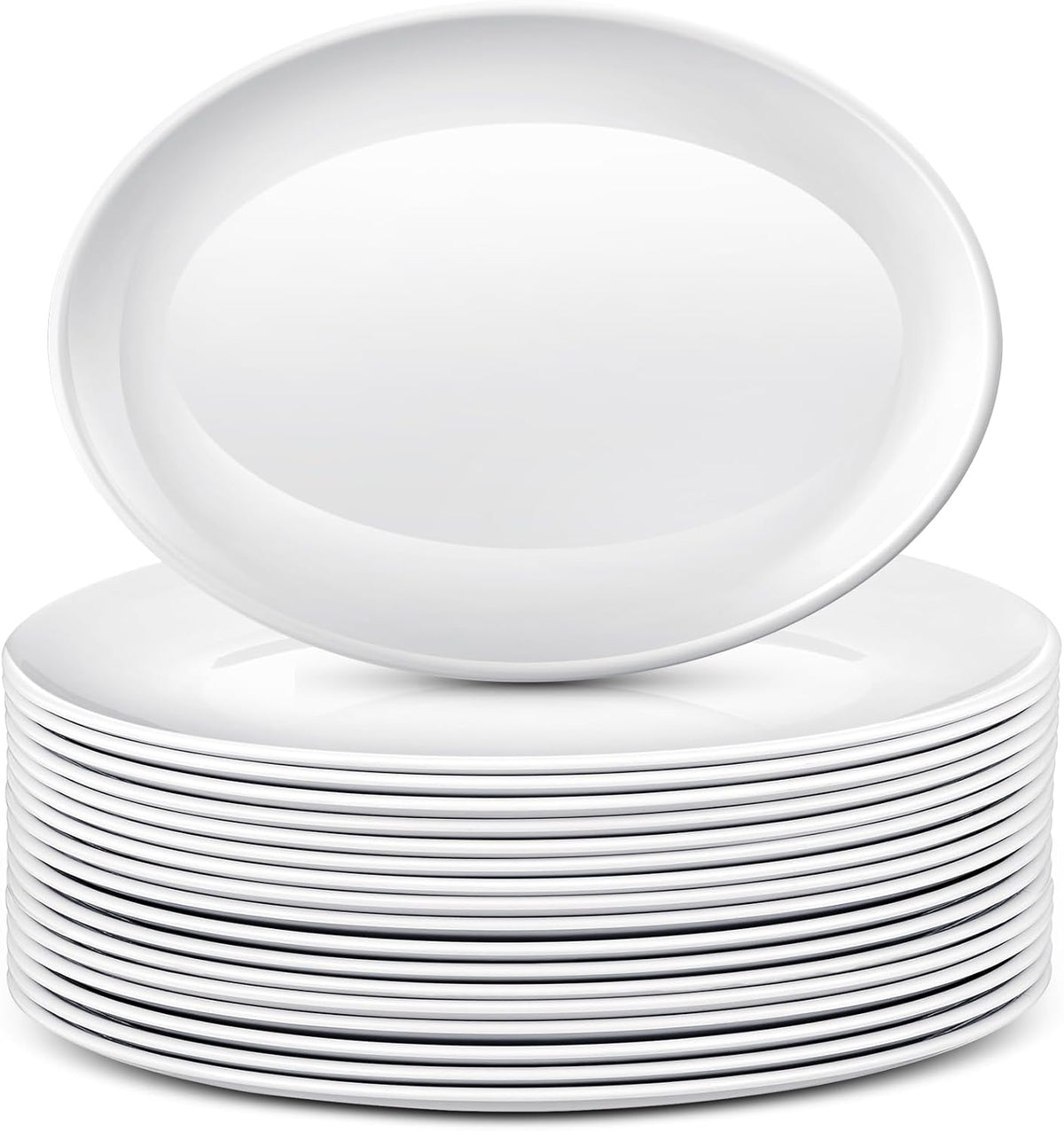 24 Pack 14" Large Serving Platters, Melamine Oval Plates Tray, White