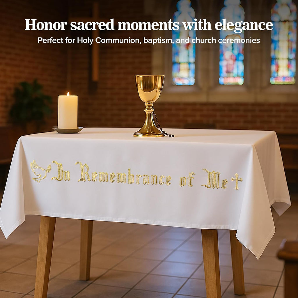 in Remembrance of Me Altar Frontal Holy Communion Table Cloth Cover 88.2x52in,Communion Table Cloths for Church and
