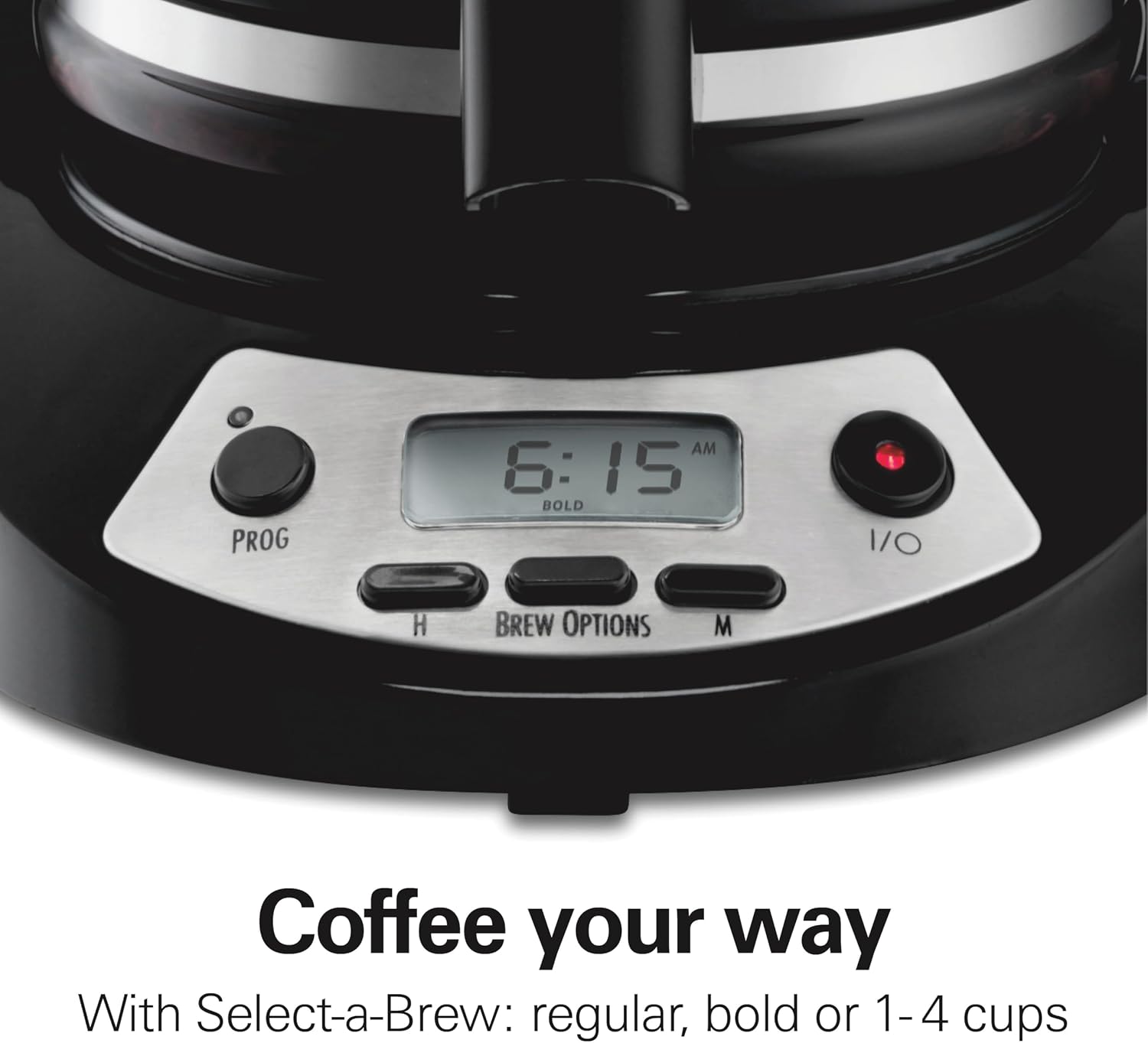 12 Cup Programmable Drip Coffee Maker | Regular & Bold Brew Options | Auto Pause and Pour | Glass Carafe | Black with