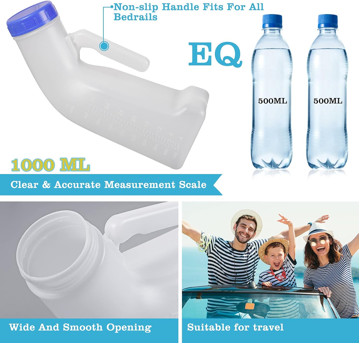 Unisex Urinal, Portable Pee Bottle with a Sealed Lid and Funnel for Elderly Patients Driver Traveler Camping Outdoor