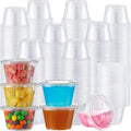 400 Set 4 oz Portion Cups, Jello Shot Cups with Lids, Disposable Plastic Condiment Dipping Sauce Cup, Small